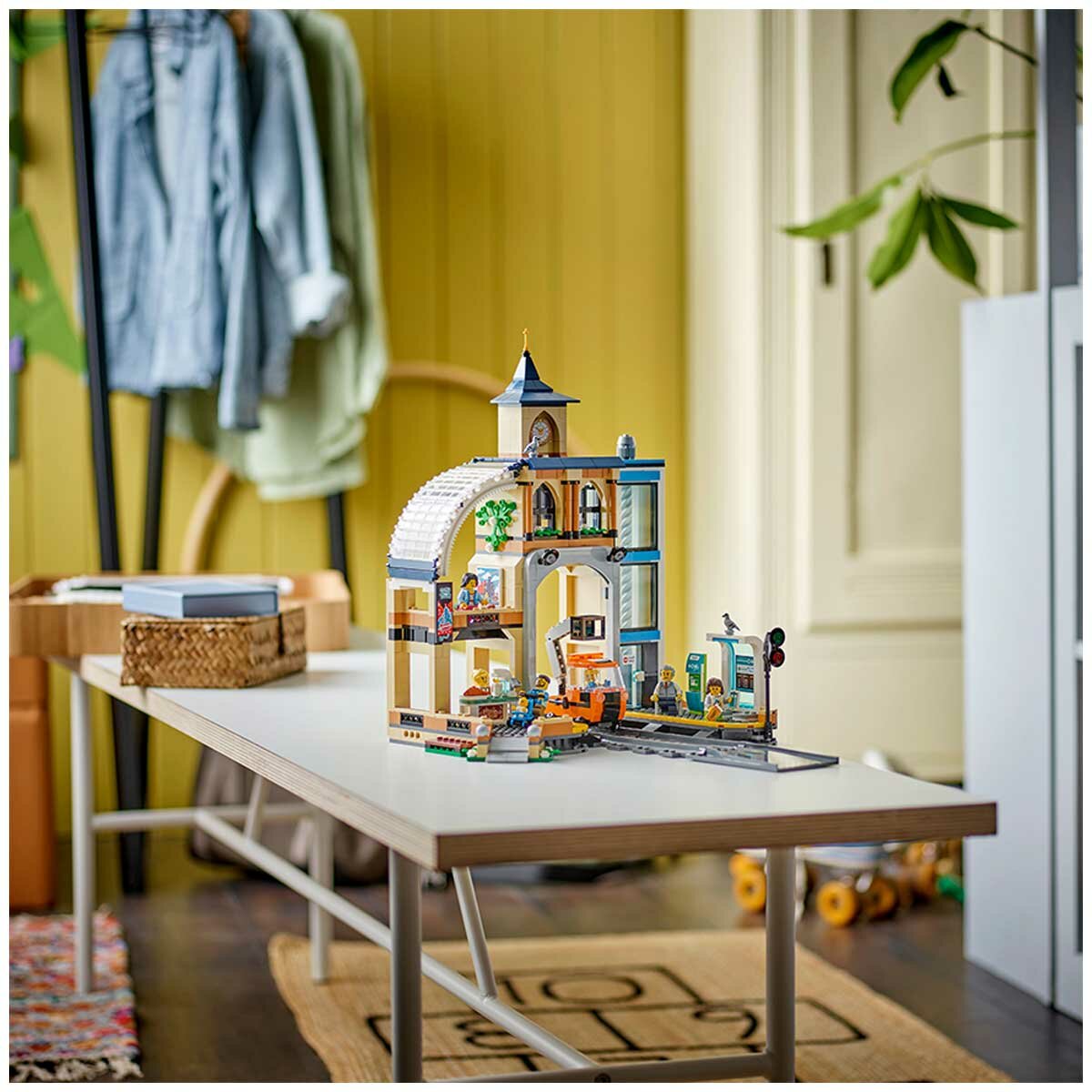 LEGO City Central Train Station 60469 with Clock Tower, Coffee Bar, Lift, and Railway Maintenance Vehicle