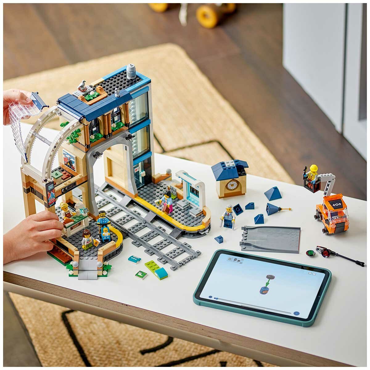 LEGO City Central Train Station 60469 with Clock Tower, Coffee Bar, Lift, and Railway Maintenance Vehicle