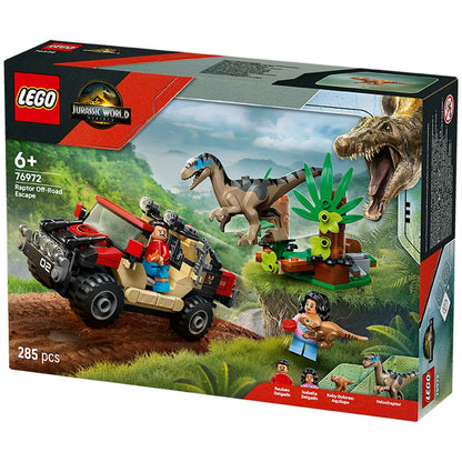 LEGO Jurassic World Raptor Off Road Escape 76972 Dinosaur Playset with Reuben and Isabella Delgado Minifigures, Baby Dolores Pet Dinosaur
