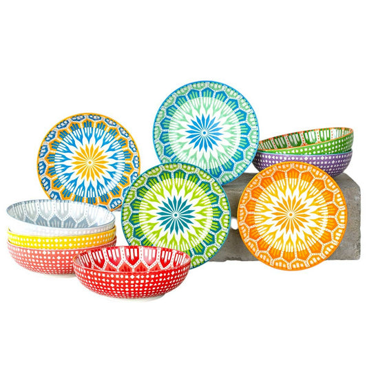 Signature Housewares 10 Piece Arrow Snack Bowl Set | Stoneware, 400ml, 13.9cm, Microwave & Dishwasher Safe – view 2