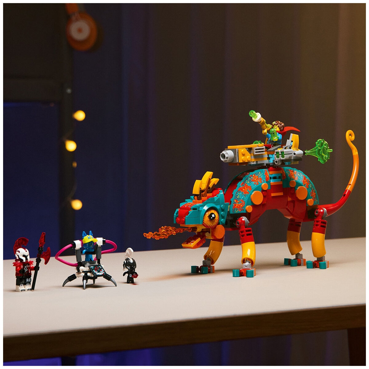 LEGO DREAMZzz Mateo's Fire Chameleon 71492 Building Set | 443 Pieces, Ages 7+ | Transformable Chameleon Toy with Blaster Turret, Jet, Mini Mech