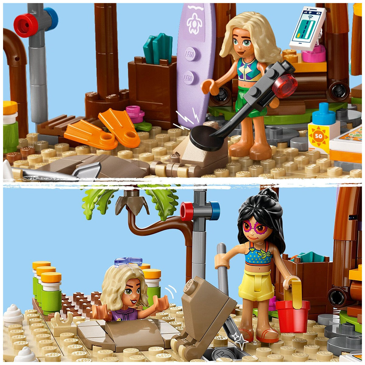 LEGO Friends Family Vacation Beach Resort 42673 | 1140 Pieces, Ages 8+ | Dolphin, Turtle, Water Sports, Ice Cream Stand, Slide, LEGO Builder App