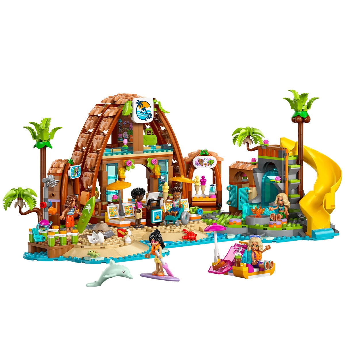 LEGO Friends Family Vacation Beach Resort 42673 | 1140 Pieces, Ages 8+ | Dolphin, Turtle, Water Sports, Ice Cream Stand, Slide, LEGO Builder App