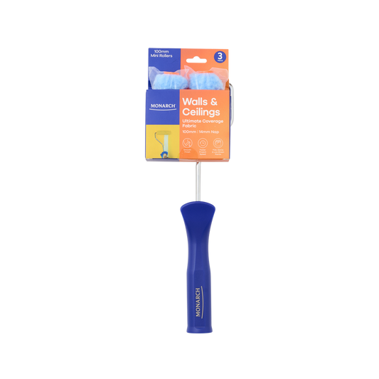 Monarch Mini Rollers 3 Piece - 100mm 14mm Nap - Orange - Efficient Coverage