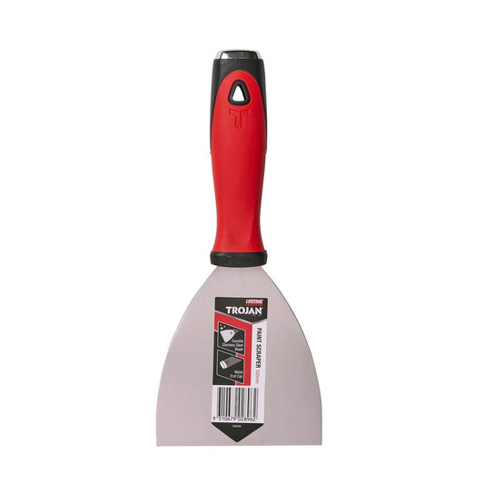 Trojan Paint Scraper - 100mm - Stainless Steel - Soft Grip Handle