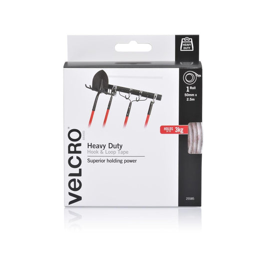 Velcro Brand Heavy Duty Tape - 50mm x 2.5m - Nylon - Peel and Stick