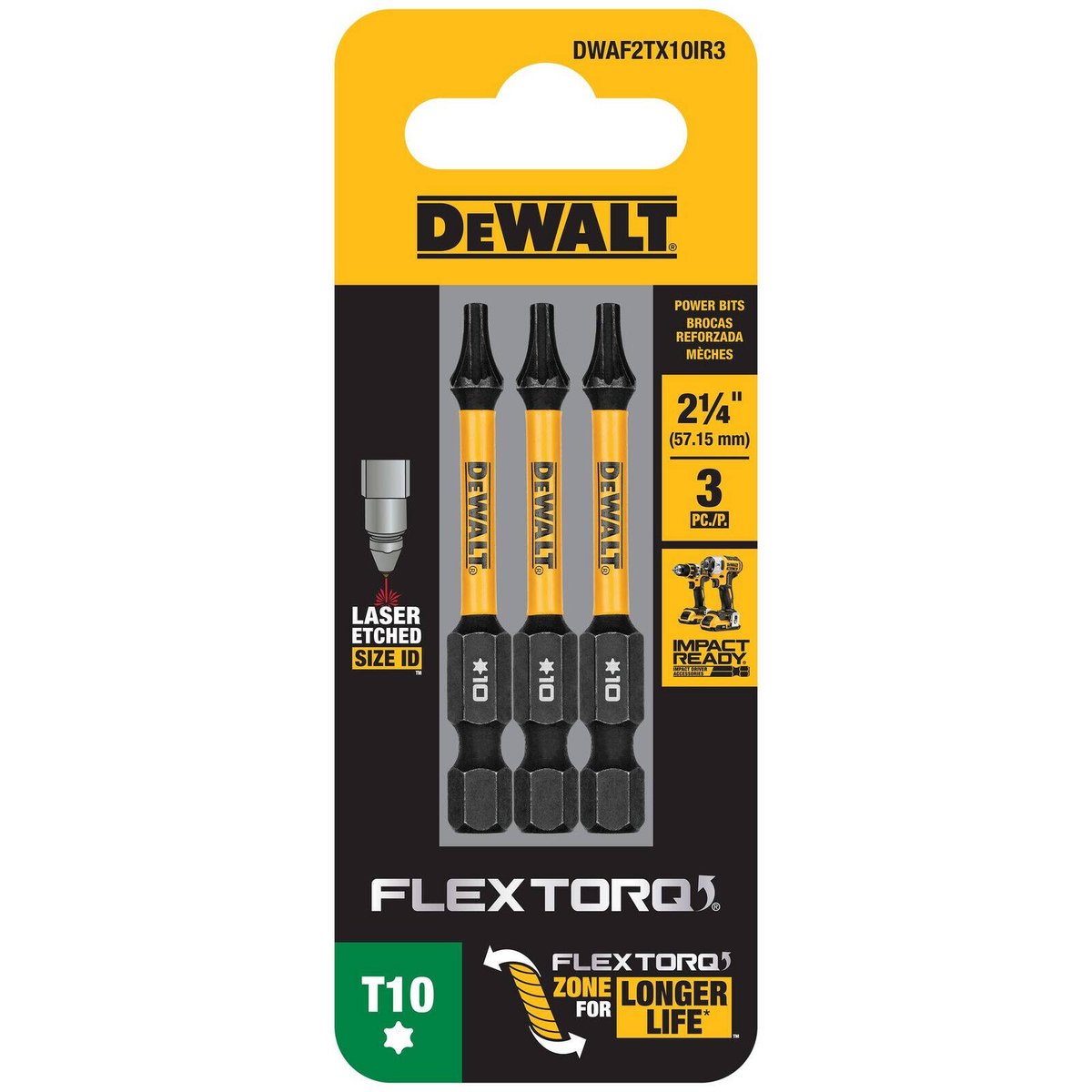 Dewalt Flextorq Screwdriver Bit - TX10 - 57mm - 3 Pack - Durable High ...