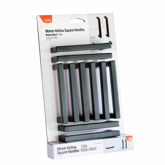 Taskmaster 96mm Black Matte Hollow Square Handle 10 Pack - Steel - 106mm x 35mm x 12mm