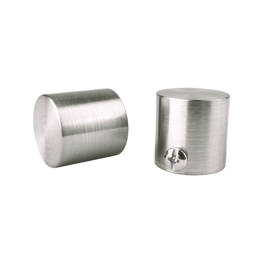 Pillar Brushed Chrome Curtain Rod Finials 16mm Aluminium 2 Pack - Auzzistore