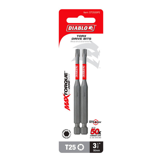 Diablo 3 T25 Bit 2 Pack - 3-1/2" - Extreme Durability & Impact Resistance - Auzzistore