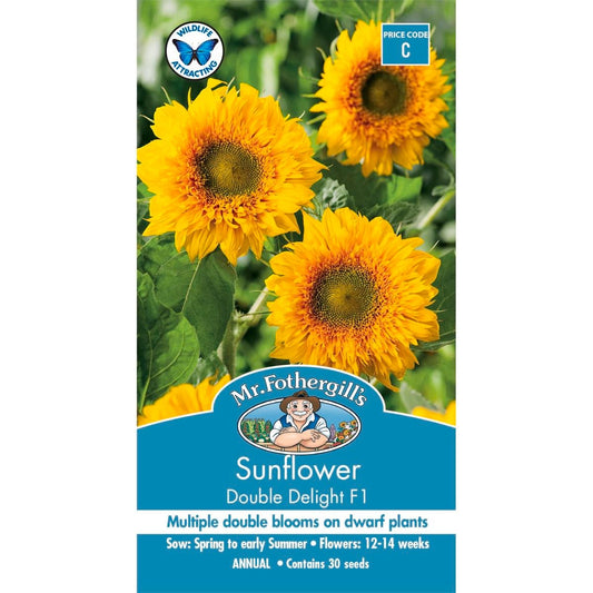 Mr Fothergill Sunflower Double Delight F1 Seeds - 75mm - Pollen Free - Easy To Grow - Auzzistore