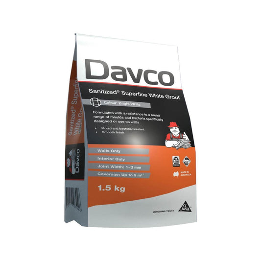 Davco Sanitized Superfine Grout 1.5kg - Bright White - Wall Applications