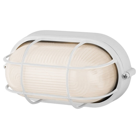 Arlec White Oval Caged Bunker Light - 1 x 60W E27 - Weather Resistant – view 2