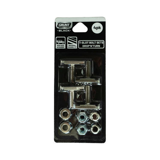 Grunt T Slot Drop Turn Bolt and Nut Set - Universal 4 Pack - M8 x 28mm - Stainless Steel - Auzzistore
