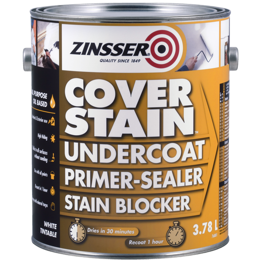 Zinsser Coverstain Primer Sealer 3.78L Oil-Based Stain Blocker White - Auzzistore