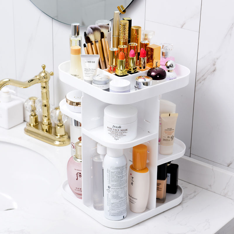 360 Rotating Large Capacity Makeup Organizer for Bedroom and Bathroom (White) | Auzzi Store