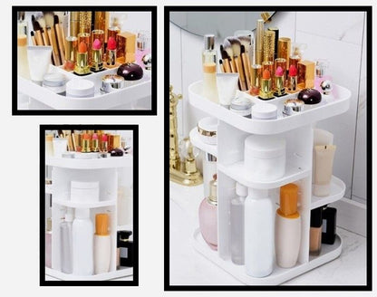 360 Rotating Large Capacity Makeup Organizer for Bedroom and Bathroom (White) | Auzzi Store