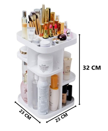 360 Rotating Large Capacity Makeup Organizer for Bedroom and Bathroom (White) | Auzzi Store