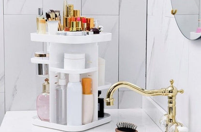 360 Rotating Large Capacity Makeup Organizer for Bedroom and Bathroom (White) | Auzzi Store