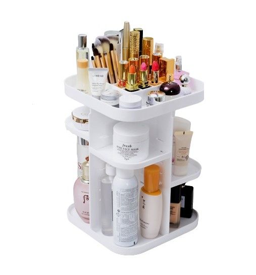 360 Rotating Large Capacity Makeup Organizer for Bedroom and Bathroom (White) | Auzzi Store