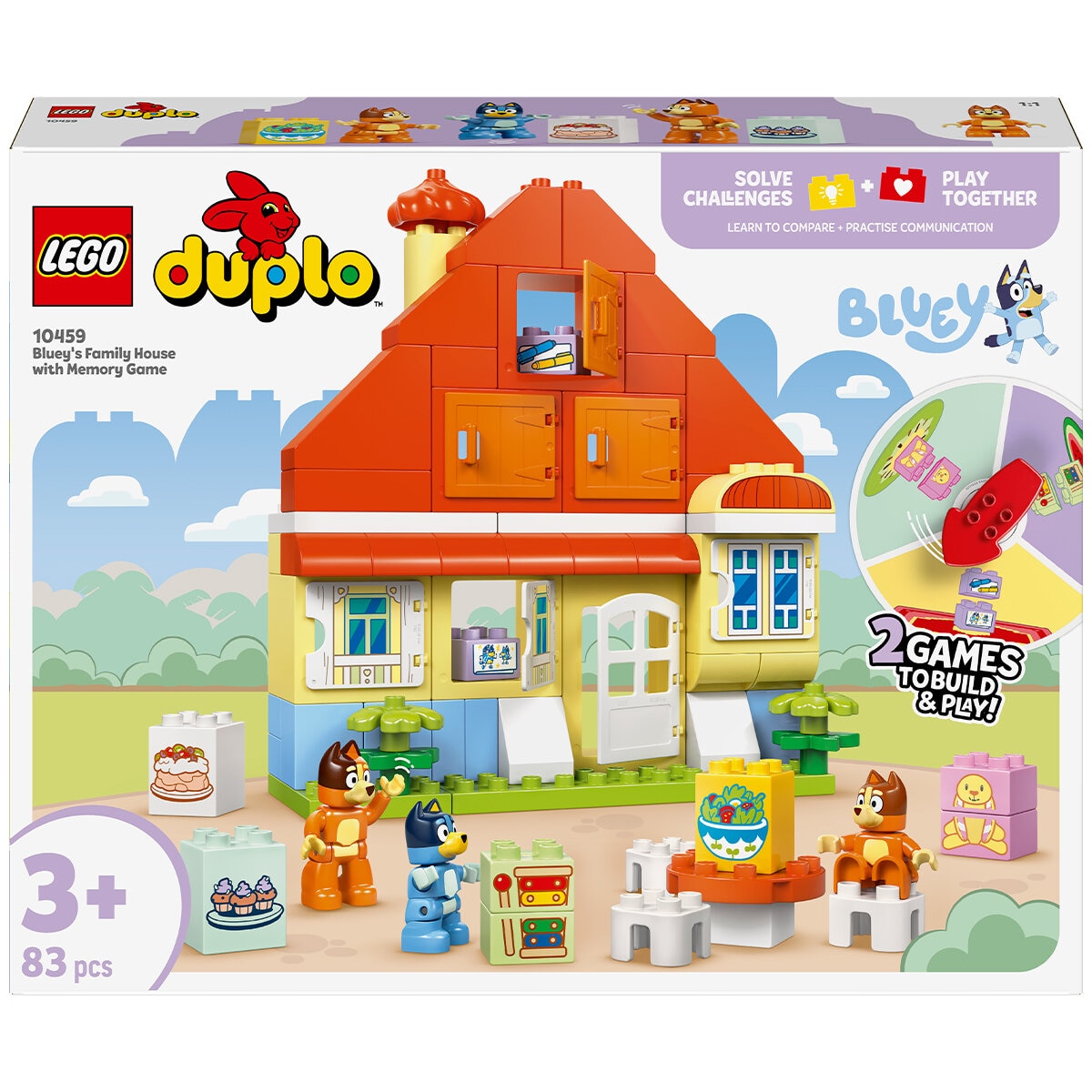 LEGO DUPLO Bluey Family House Memory Game 10459: Interactive Toy with Bluey, Bingo, Chilli Figures, Memory Games, Fine Motor Skills, Imaginative Play
