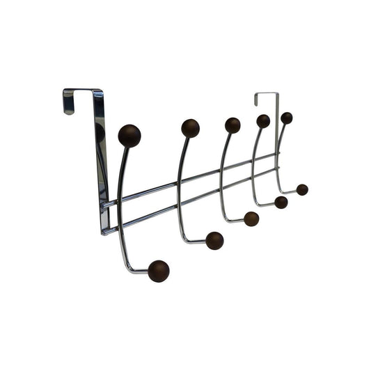Adoored 10 Hook Satin Chrome Over the Door Hook Rack - Steel - Durable
