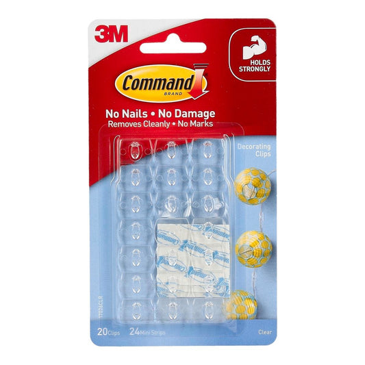 Command Clear Adhesive Decorating Clips - 20 Pack - Plastic - Damage-Free