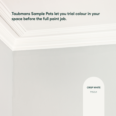 Taubmans White Sample Pot 250ml Water-Based Acrylic Easy Application