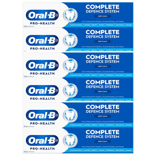 Oral-B Pro-Health Complete Deep Clean Toothpaste 6 x 200g - Antibacterial, Enamel Protection, Freshens Breath