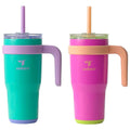 Reduce Cold1 Tumbler 700ml x 2 Pack Guava And Teal - Keeps Drinks Cold for 24 Hours, Fits Cupholders, Soft Sit Base
