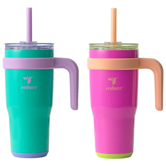 Reduce Cold1 Tumbler 700ml x 2 Pack Guava And Teal - Keeps Drinks Cold for 24 Hours, Fits Cupholders, Soft Sit Base - Auzzistore