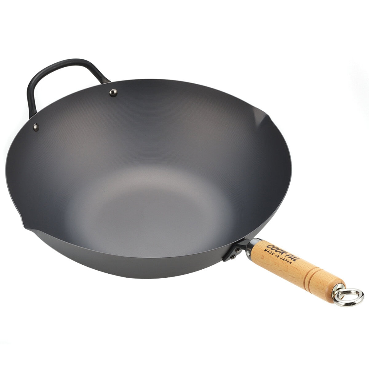 Yoshikawa Carbon Steel Cook-Pal Wok 36cm - Non-Stick Coating, Heat-Resistant Handle
