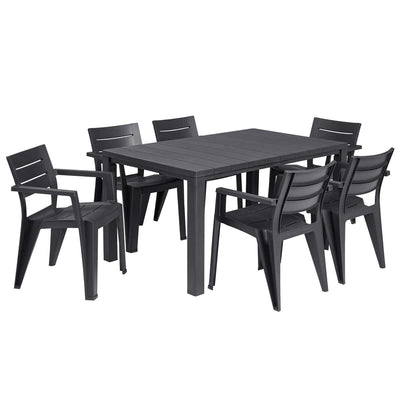 Keter Julie Outdoor Chair Set of 6 Graphite Resin Weather Resistant