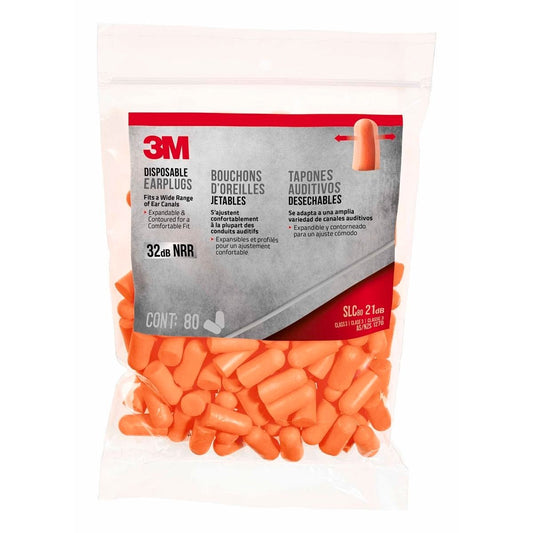 3M Disposable Earplugs - 80 Pack - Foam - Noise Reduction