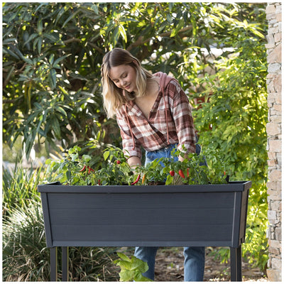 Keter Alfresco Raised Garden Bed 105L Capacity Black UV-Resistant Resin