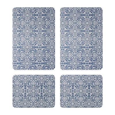 Creative Home Ideas Multi-Purpose Kitchen Mat Large And Small Pack 4 Piece Blue