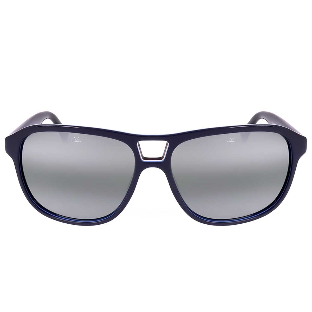 Vuarnet Men's Polarised Square Sunglasses 58 mm Grey Lens Blue Frame