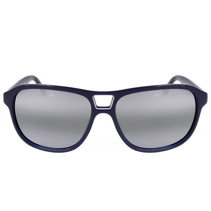 Vuarnet Men's Polarised Square Sunglasses 58 mm Grey Lens Blue Frame