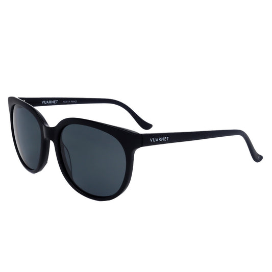 Vuarnet Men's Polarised Sunglasses, Grey Lens, Round Frame, 49 mm, Black