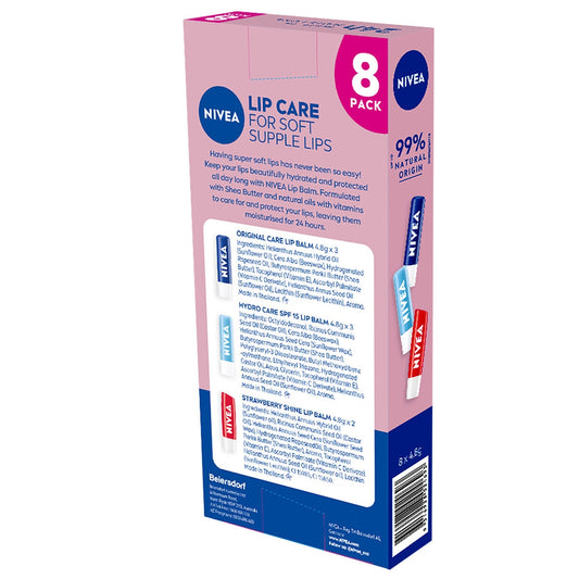NIVEA Lip Care 8 Pack - Moisturising Lip Balms with Shea Butter & SPF15 – view 2