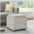 Thomasville Fabric Storage Ottoman Reversible Tray Top Cube Wood Base