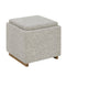 Thomasville Fabric Storage Ottoman Reversible Tray Top Cube Wood Base — image 4