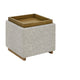 Thomasville Fabric Storage Ottoman Reversible Tray Top Cube Wood Base — image 5