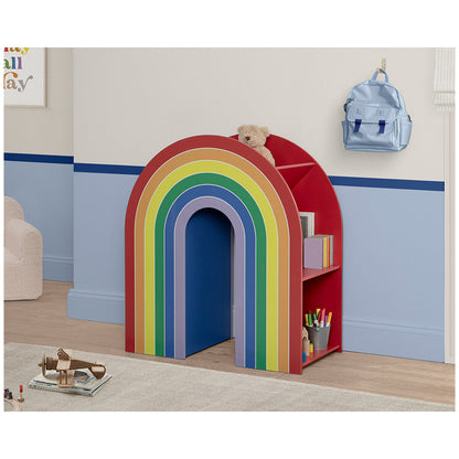 Delta Children Rainbow Bookcase - Sturdy Wood Construction, 4 Tiers, Colorful Finish