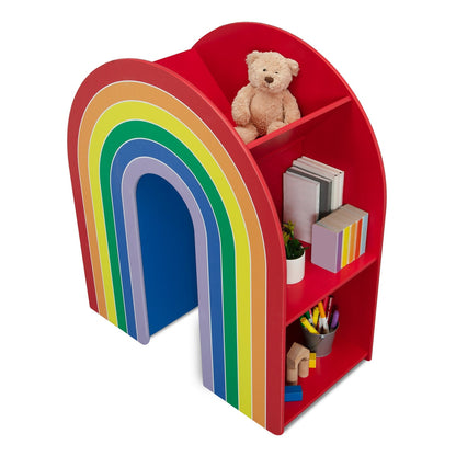 Delta Children Rainbow Bookcase - Sturdy Wood Construction, 4 Tiers, Colorful Finish