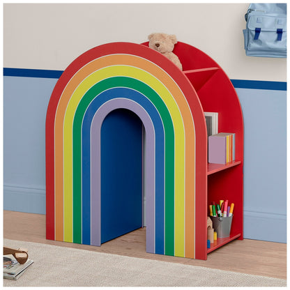 Delta Children Rainbow Bookcase - Sturdy Wood Construction, 4 Tiers, Colorful Finish