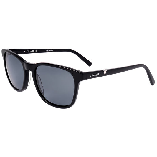 Vuarnet Belvedere Regular Men's Sunglasses, Black Acetate, Grey Polarised Lenses, 53 mm