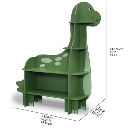 Delta Children Dinosaur Bookcase with Multiple Shelf Sizes, GREENGUARD Gold Certified, Safety Anchor Included