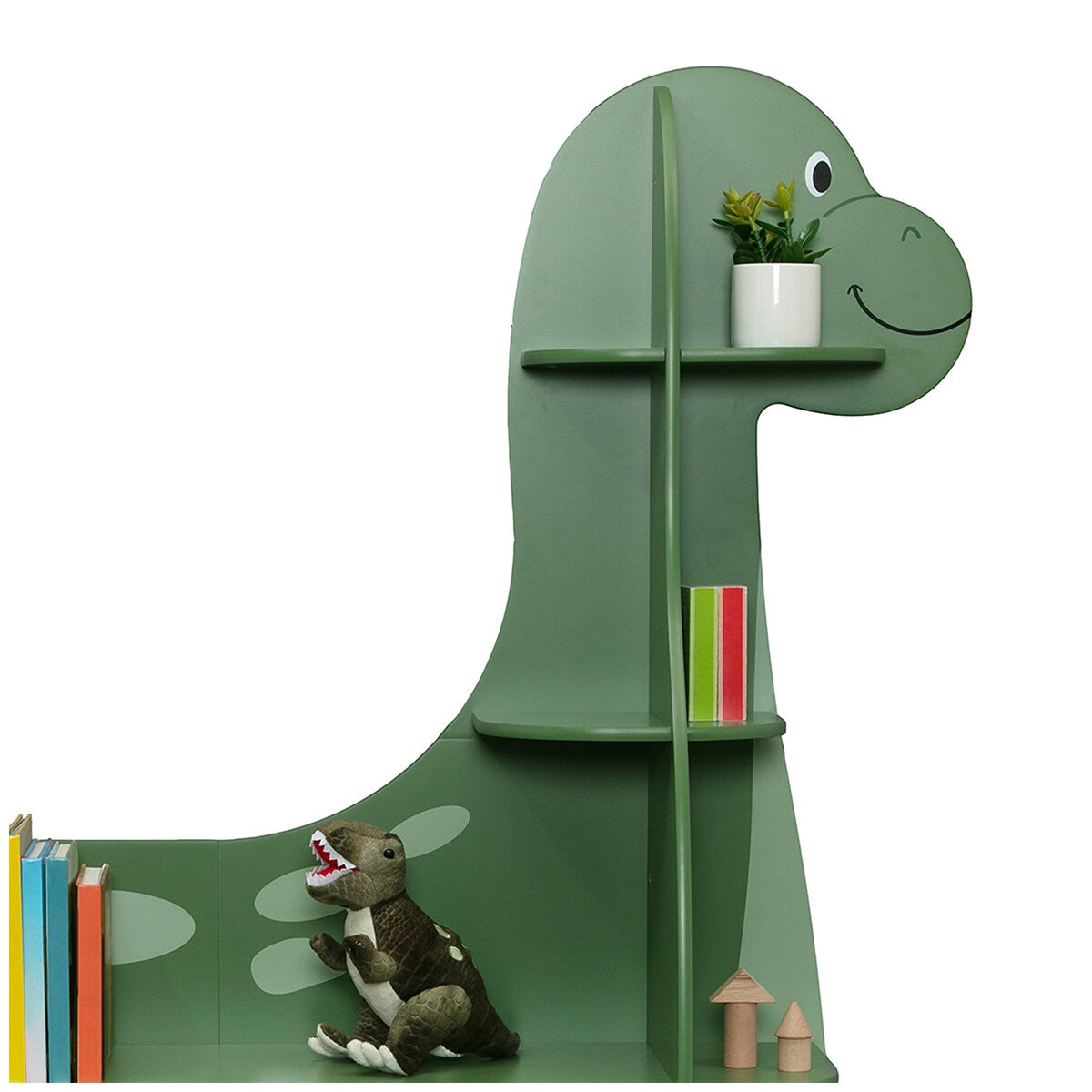 Delta Children Dinosaur Bookcase with Multiple Shelf Sizes, GREENGUARD Gold Certified, Safety Anchor Included