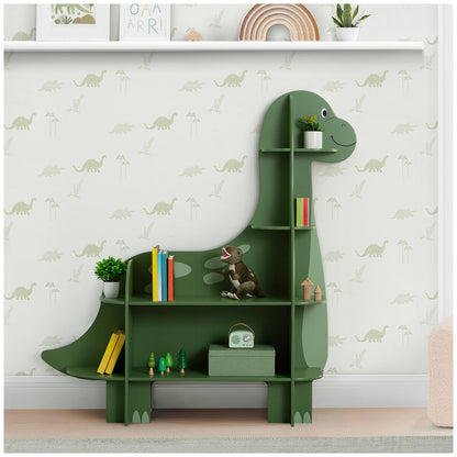 Delta Children Dinosaur Bookcase with Multiple Shelf Sizes, GREENGUARD Gold Certified, Safety Anchor Included